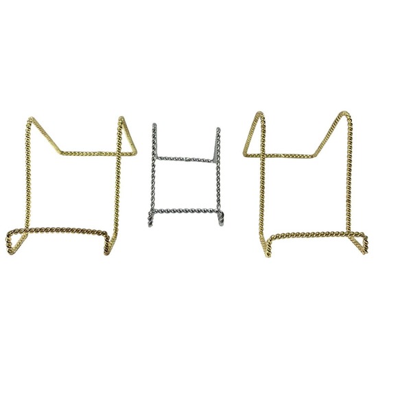 Unbranded Other - 2 Twisted Goldtone & 1 Twisted‎ Silvertone Wire Display Stands Plate Holders